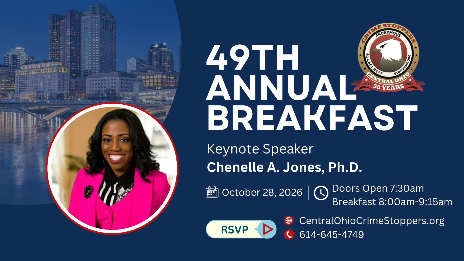 49th Annual Central Ohio Crime Stoppers Breakfast &mdash; Keynote Speaker Chenelle A. Jones, Ph.D., October 28, 2026